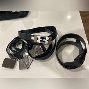 4belt 2buckle combo- UA, Adidas, Nixon, bench & quicksilver, no-name buckles